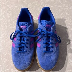 Adidas Gazelles Bold Blue and Pink Sneakers